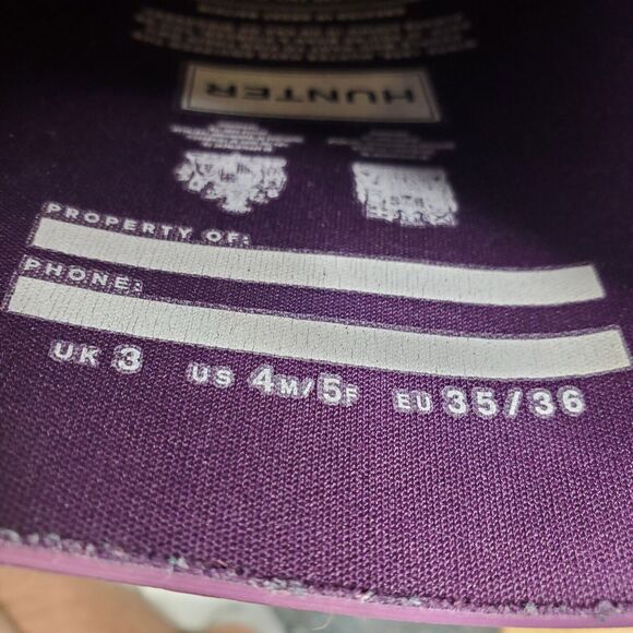 Hunter Tall Boots Womens 5 Purple Gloss Rain Rubber Buckle Accent Waterproof - Picture 5 of 10